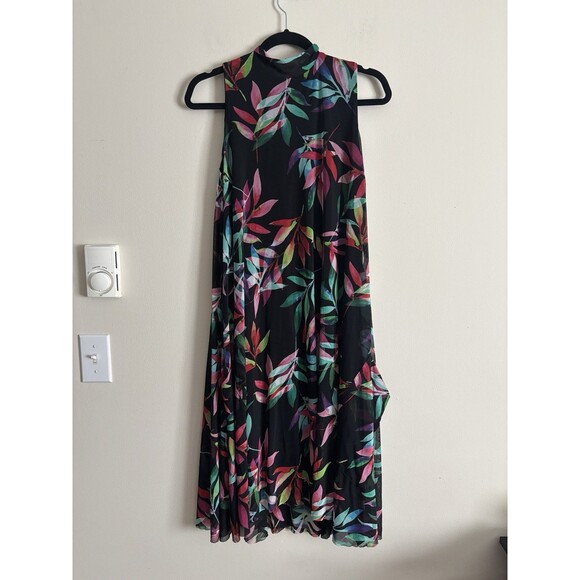Joseph Ribkoff Dress 8 Medium Tropical Floral Black Pockets Flowy Lined‎ - Picture 1 of 7